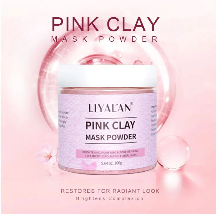 Mascarilla en polvo rosa para reducir los puntos negros