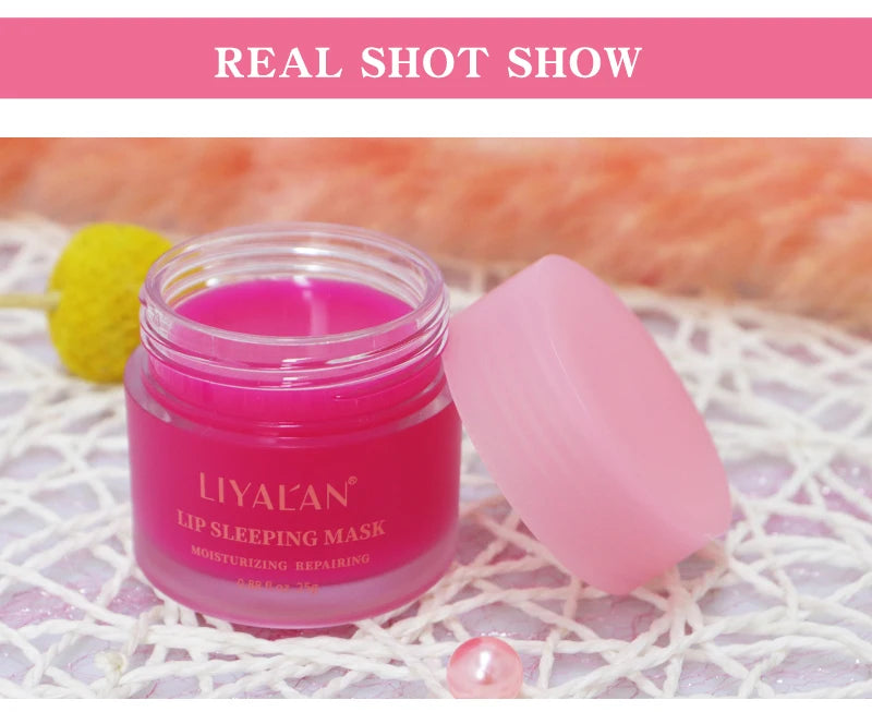 Mascarilla hidratante con bálsamo labial rosa, suave y seco