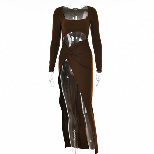 Sexy Sheer High-Slit Maxi Dress