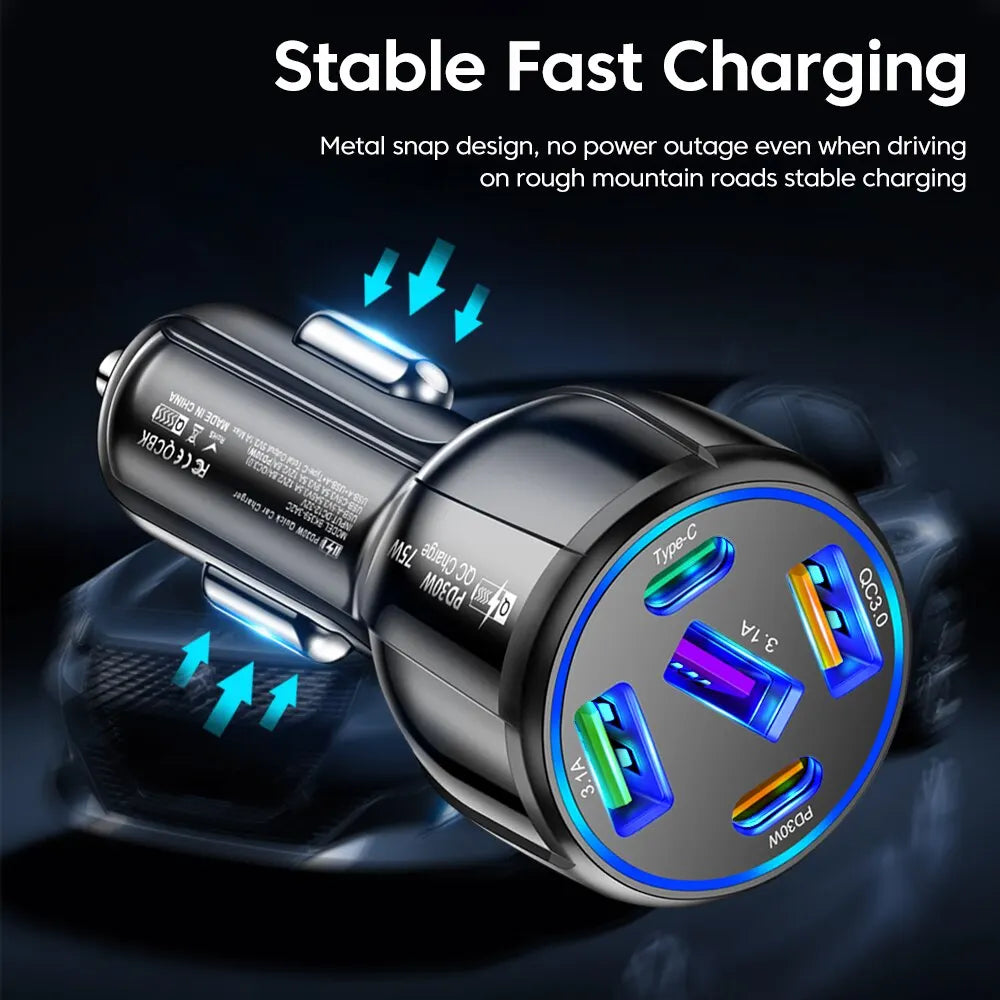 Cargador de teléfono en el coche para iPhone Xiaomi Huawei Samsung