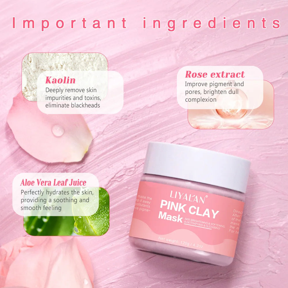 Mascarilla de barro rosa limpiadora de poros rosa