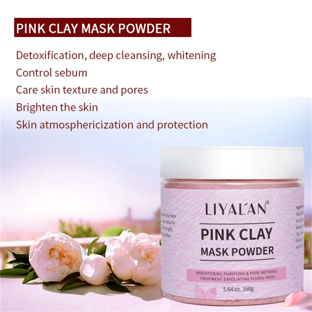 Mascarilla en polvo rosa para reducir los puntos negros