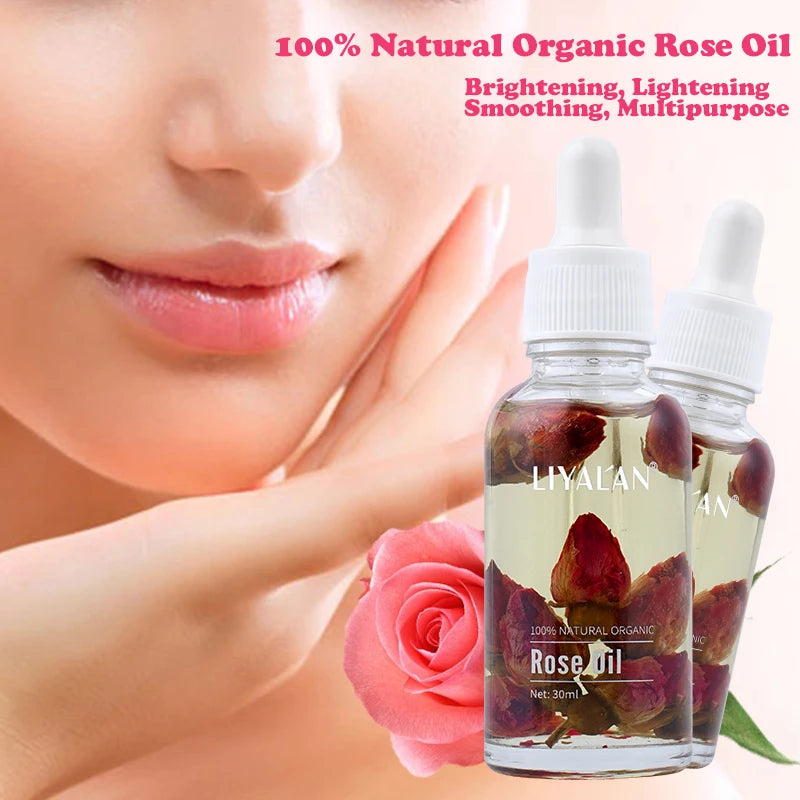 Suero iluminador facial esencial con pétalos de rosa