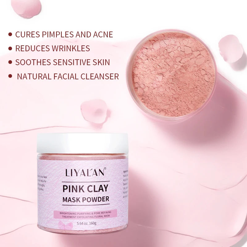 Mascarilla en polvo rosa para reducir los puntos negros