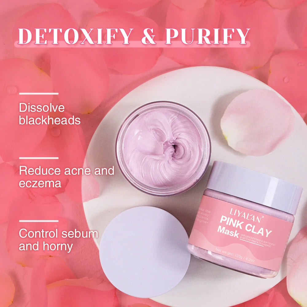 Mascarilla de barro rosa limpiadora de poros rosa