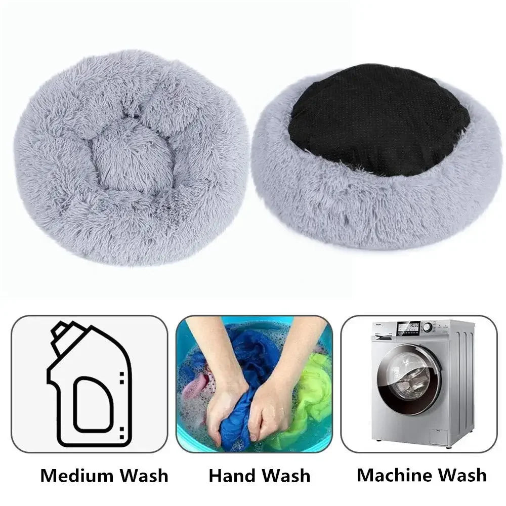 Pet Cat Dog Bed Comfortable Donut Round
