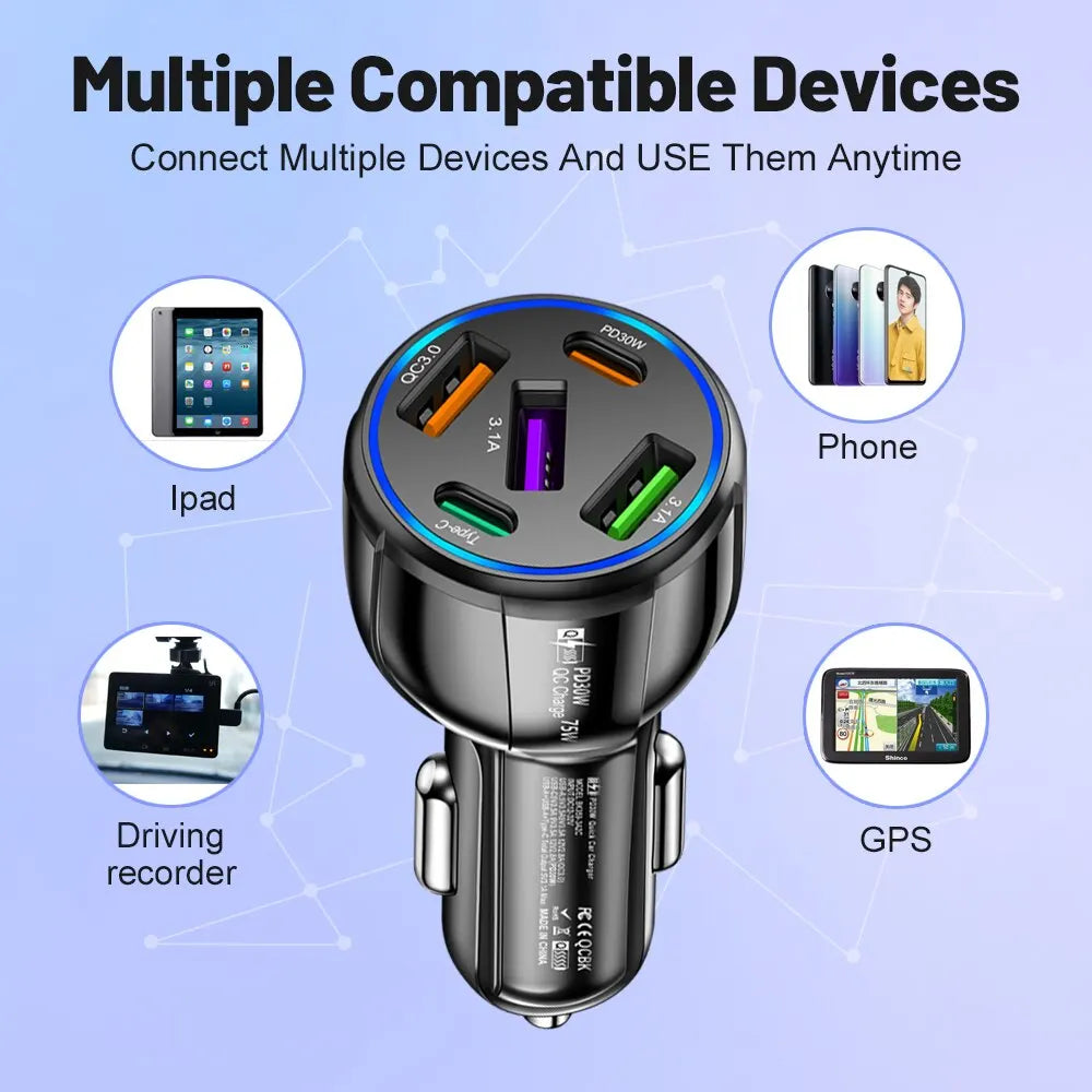 Cargador de teléfono en el coche para iPhone Xiaomi Huawei Samsung