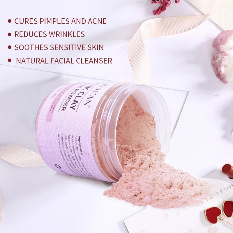 Mascarilla en polvo rosa para reducir los puntos negros
