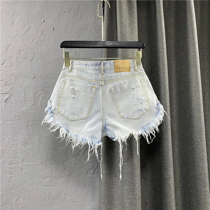 Women's Ripped Jeans Mid Waisted