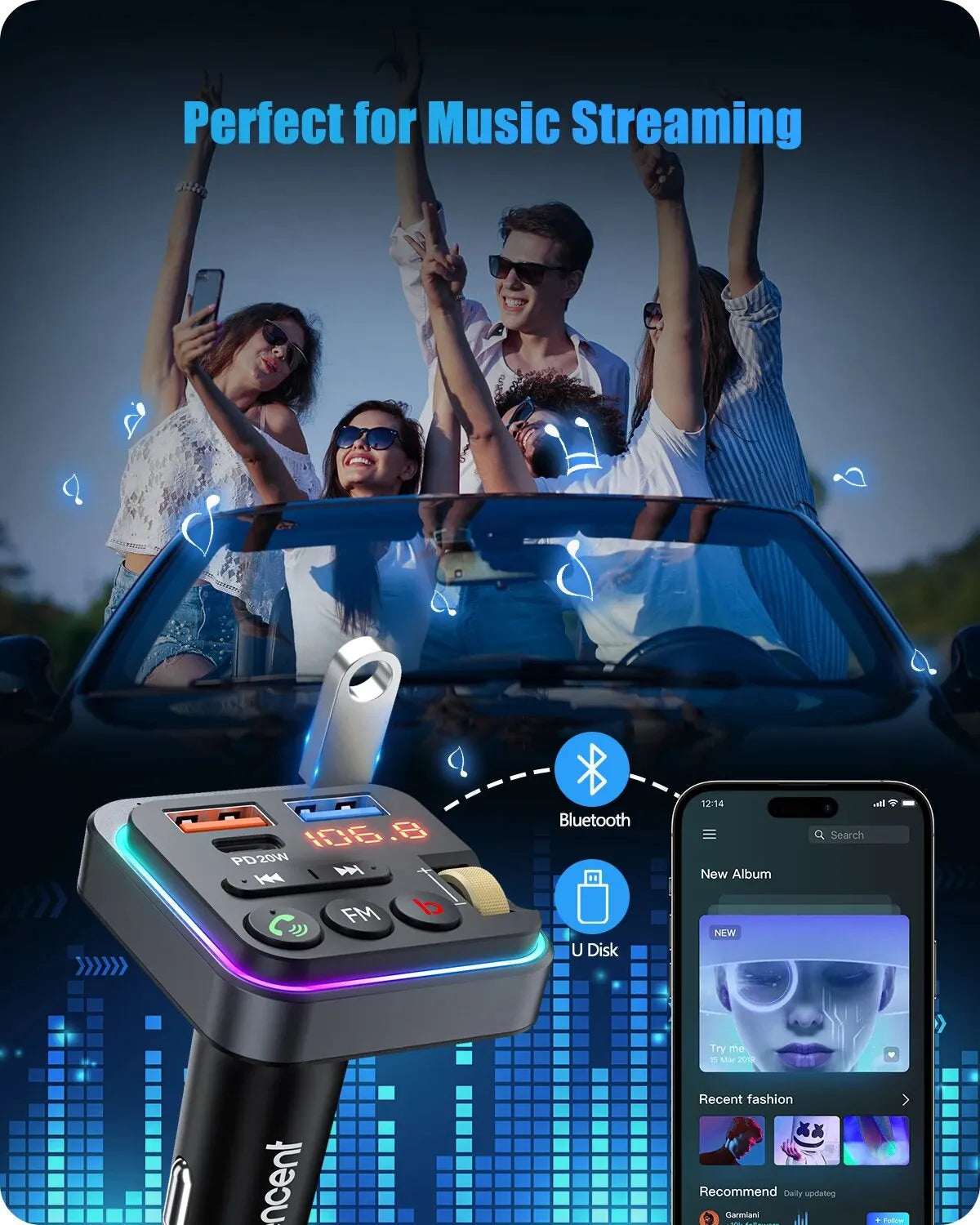 Adaptador de micrófono inalámbrico y sonido de graves HiFi