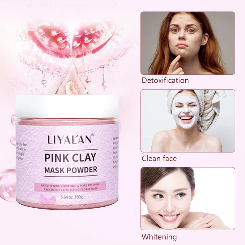 Mascarilla en polvo rosa para reducir los puntos negros