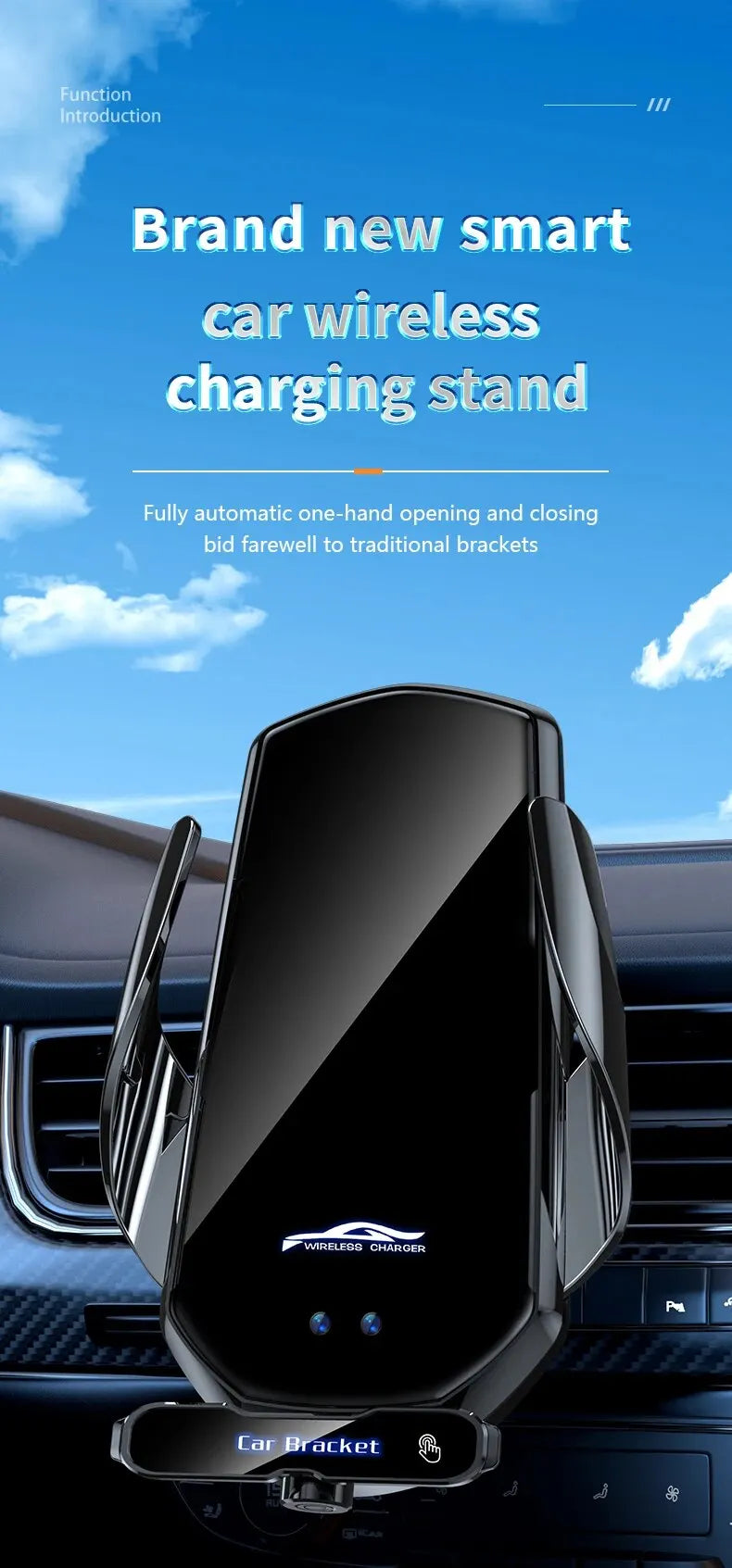 Soporte inalámbrico para teléfono con ventilación de aire para automóvil