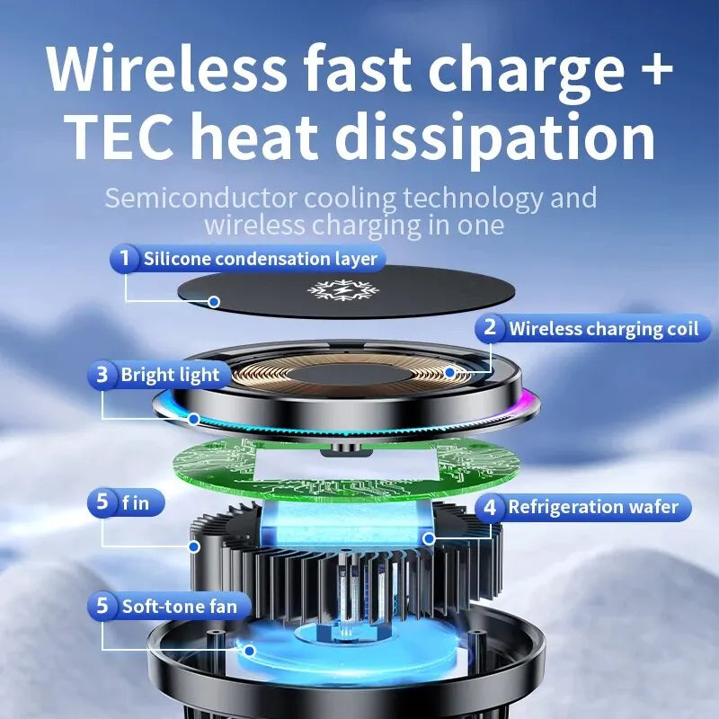 Soporte inalámbrico para teléfono de coche con refrigeración