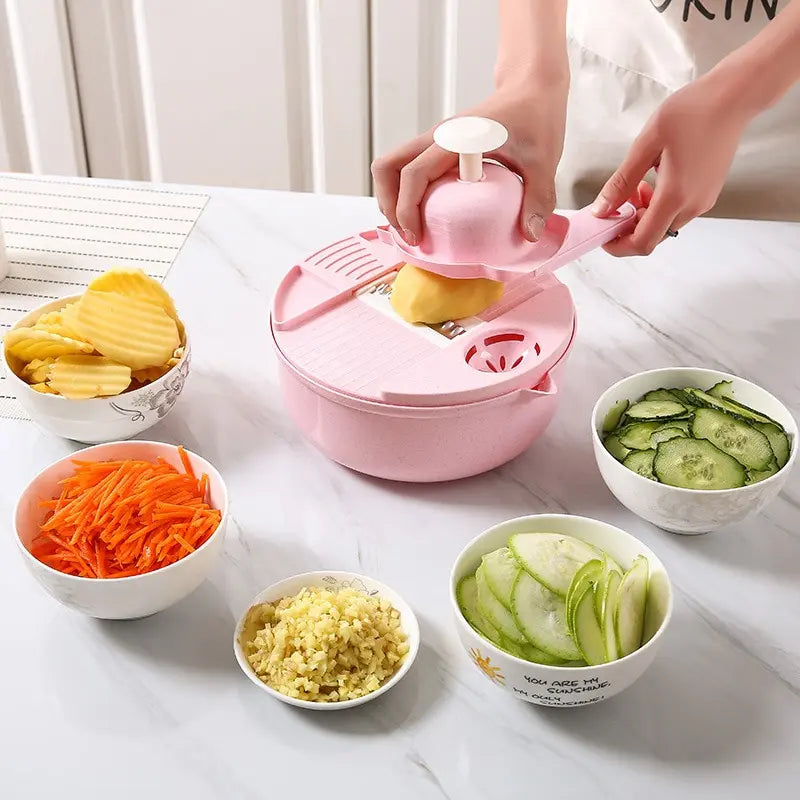 Utensilios para ensalada multifuncionales verde/azul/rosa