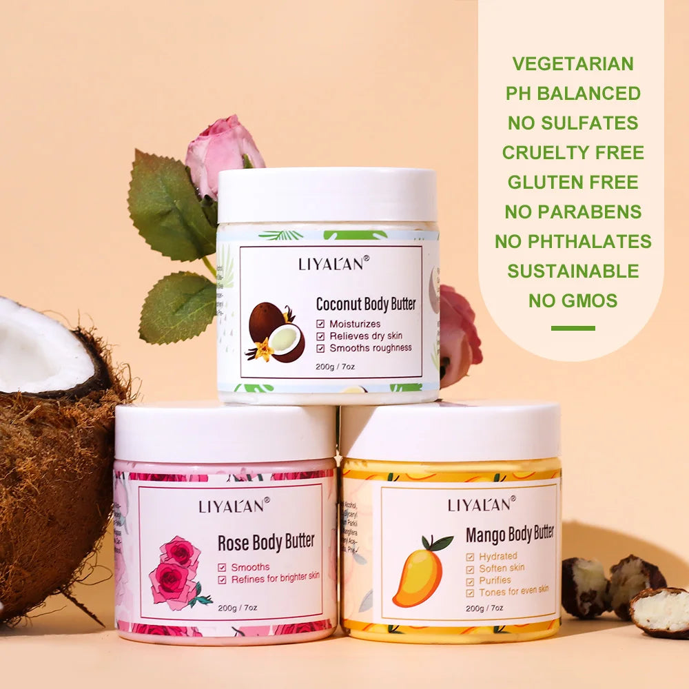 Crema de hidratación batida de mango, rosa y coco