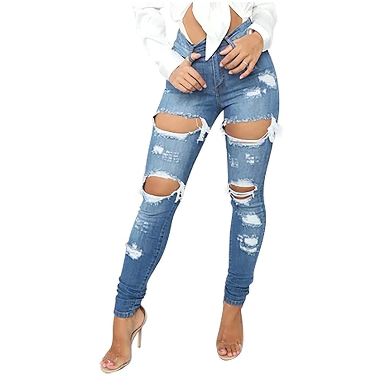 Women's High Waisted Ripped Jeans