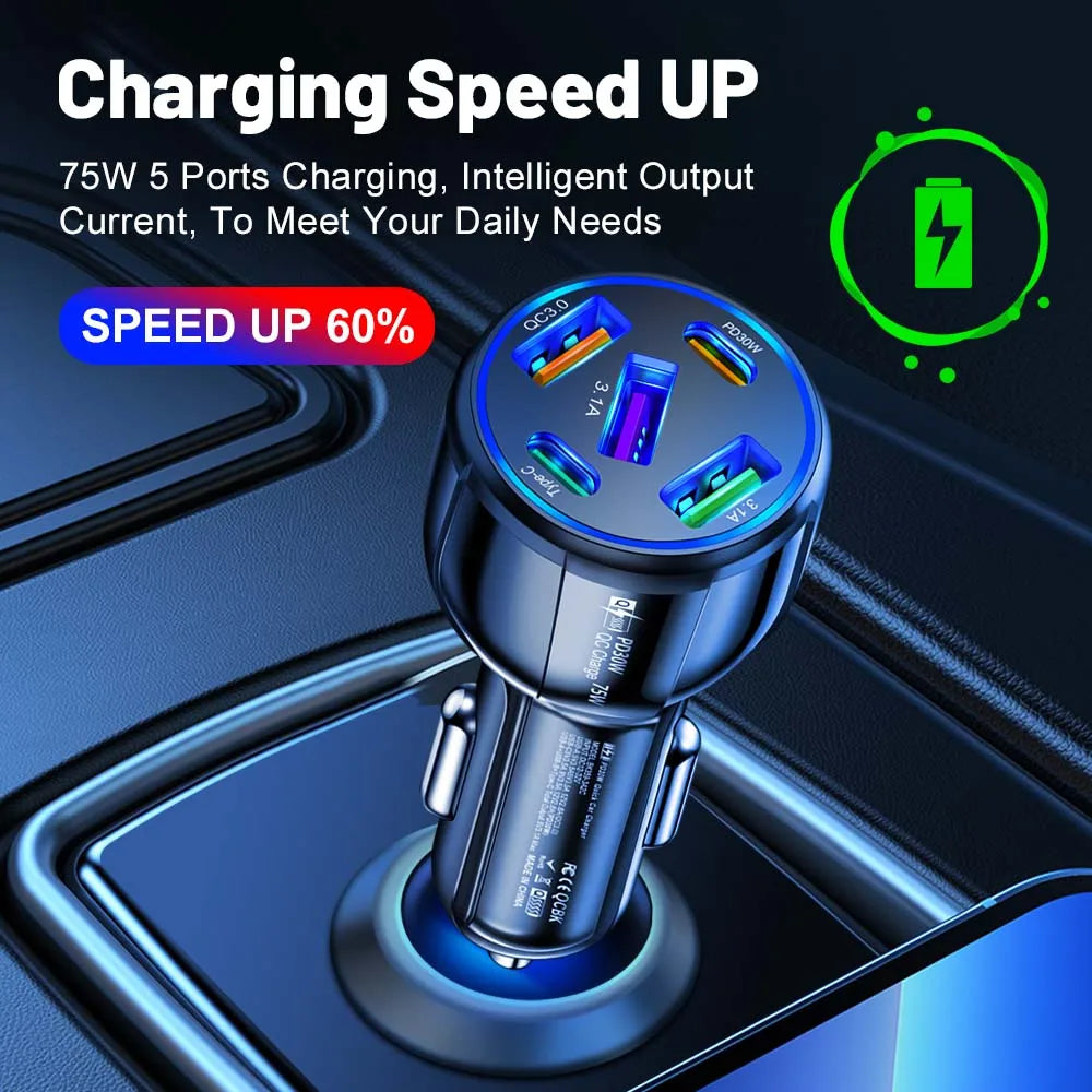 Cargador de teléfono en el coche para iPhone Xiaomi Huawei Samsung