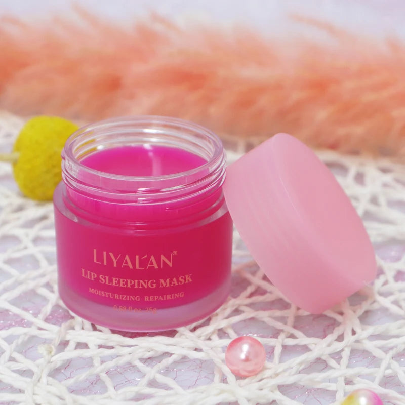 Mascarilla hidratante con bálsamo labial rosa, suave y seco