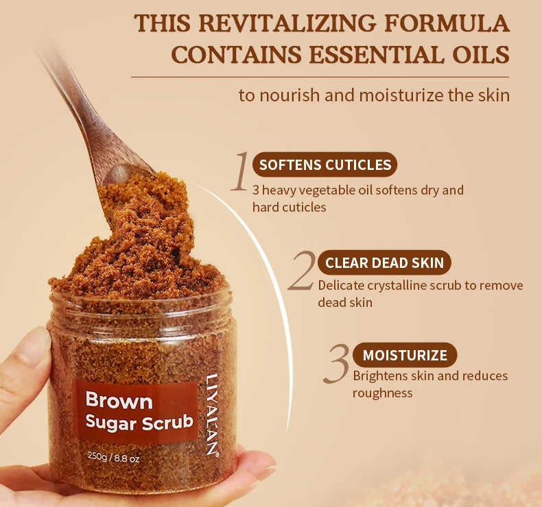 Exfoliante corporal de azúcar moreno para piel suave