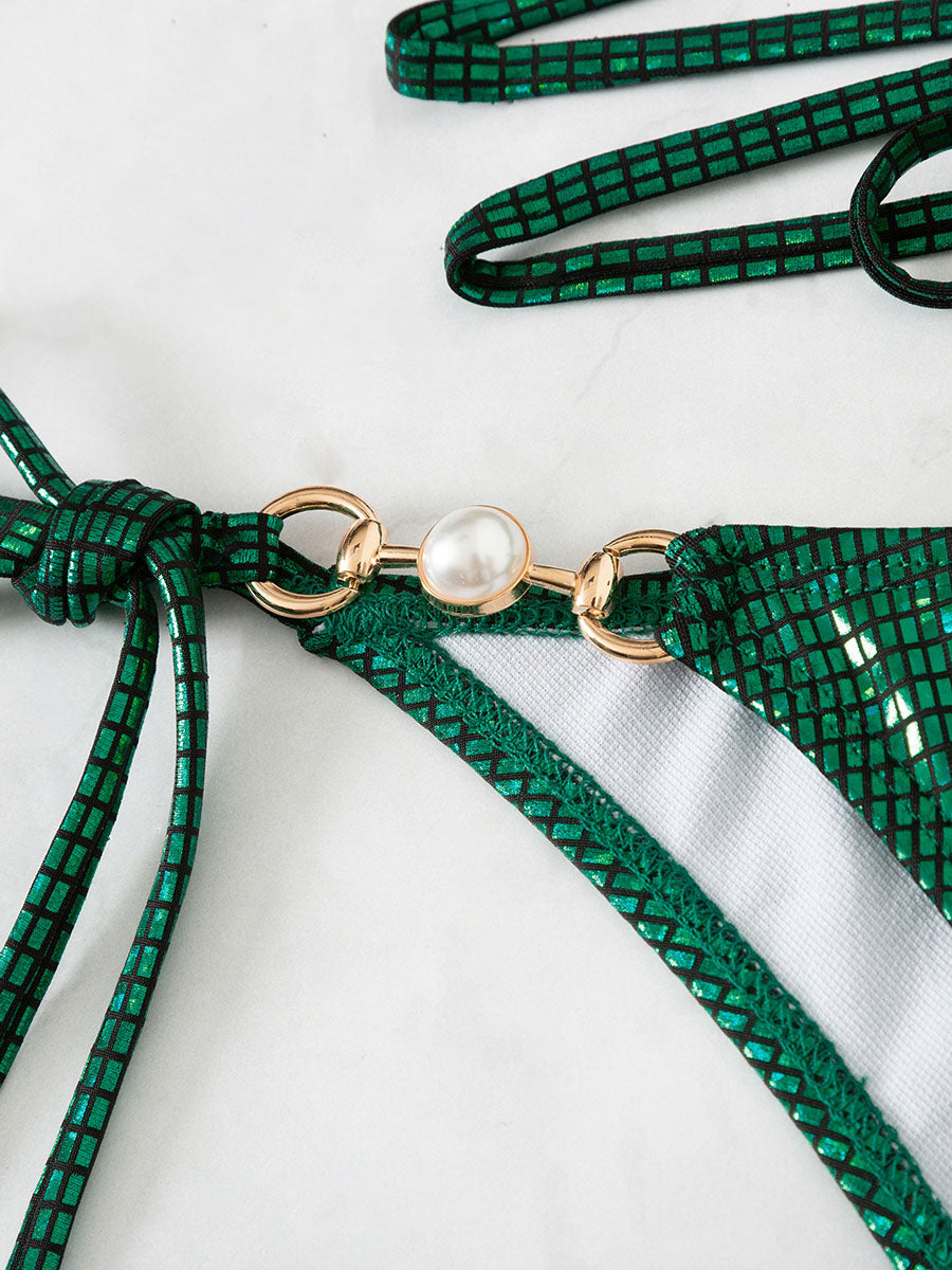 Criss Cross Bandage Woman Swimsuit Thong Bikini