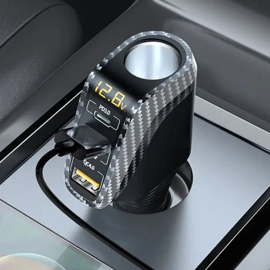 USB Car Charger With 90W Cigarette Lighter Expansion Port