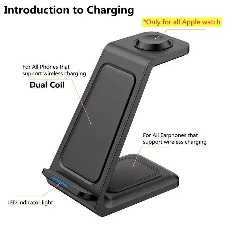 3 In 1 Charging Stand for iPhone 15 14 13 12 11 Apple Watch