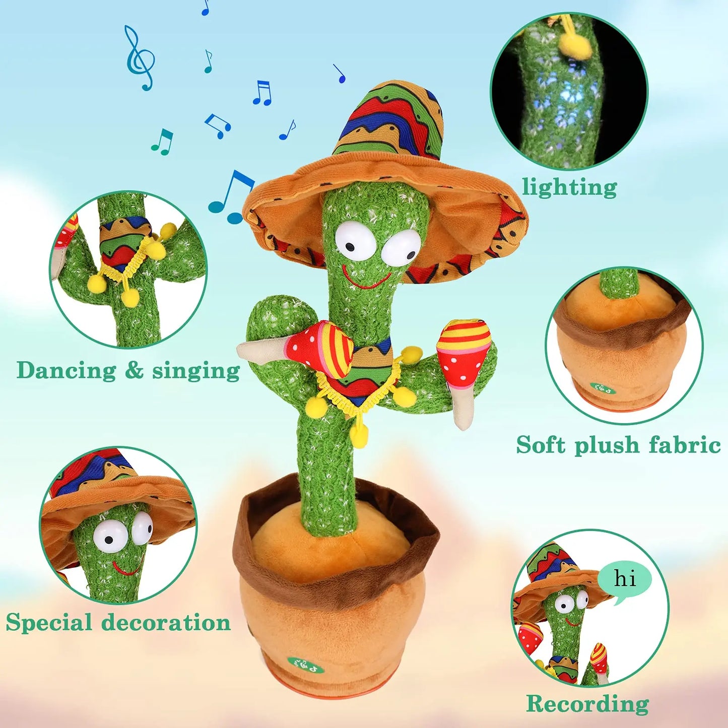 Jouets pour bébé cactus parlant dansant 