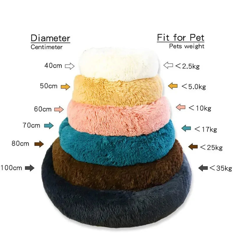 Pet Cat Dog Bed Comfortable Donut Round