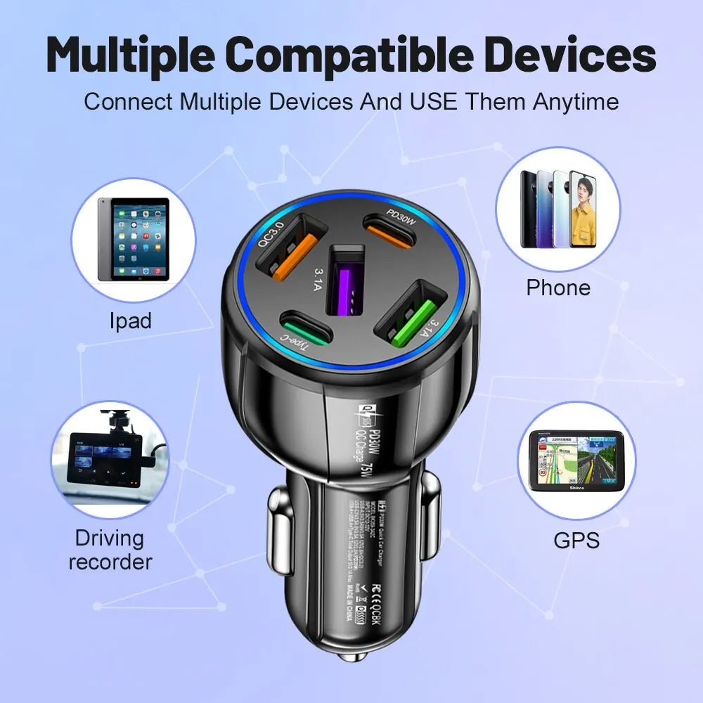 Phone Charger in Car For iPhone Xiaomi Huawei Samsung