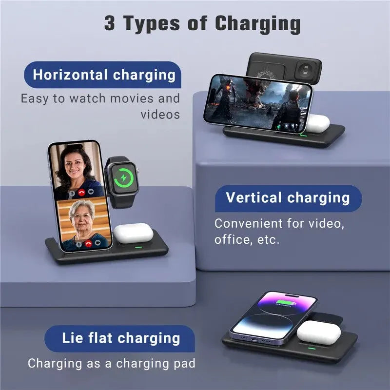 3 In 1 Foldable Wireless Charger Stand