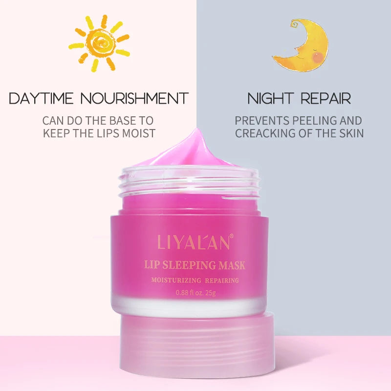 Masque baume à lèvres rose hydratant lisse et sec