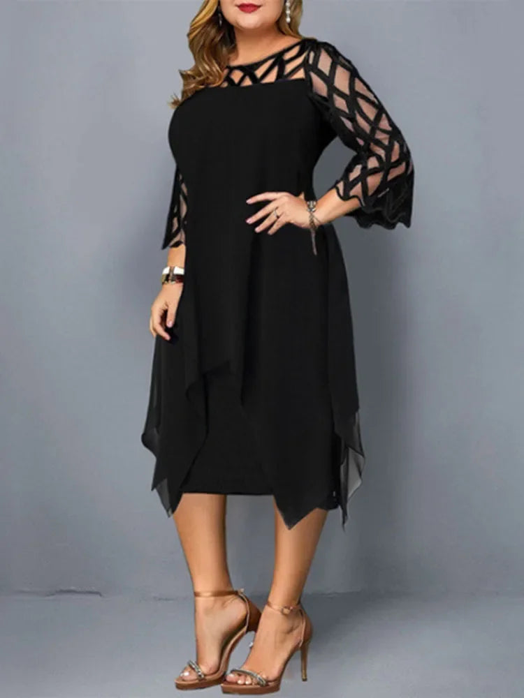 Robe de soirée mi-longue élégante pour femmes potelées Xxl 